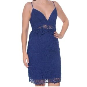 Guess Solstice Lace Dress New Year’s Eve Outfit Adjustable Straps Royal Blue 8